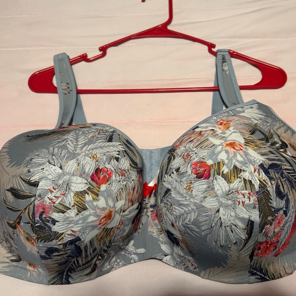 Cacique Blue/Gray Floral Design 42F Bra
